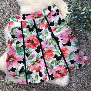 Floral Knee Length A-Line Skirt